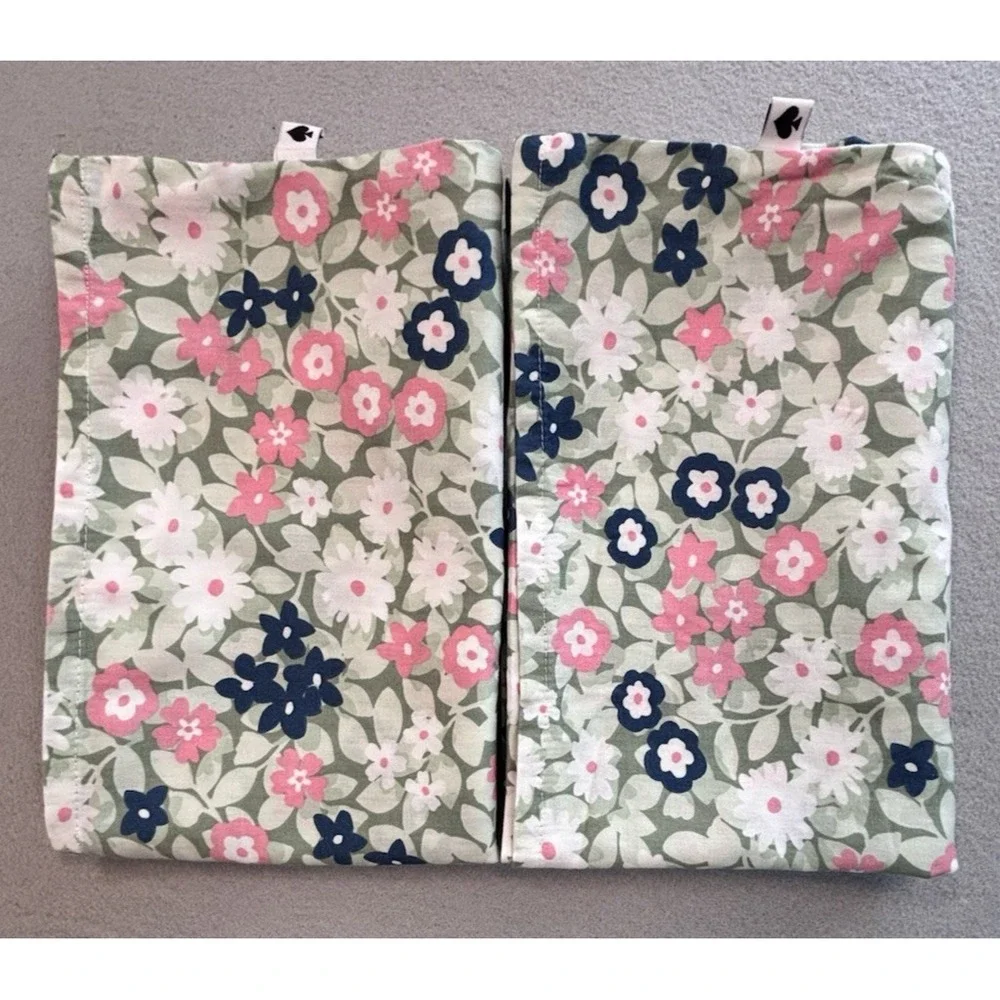 Kate Spade QUEEN Comforter SET Evening Bloom Floral Cotton Green Blue Pink White
